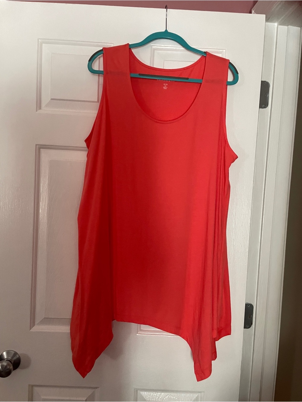 Roaman's Coral Sleeveless Asymmetric Hem Tank